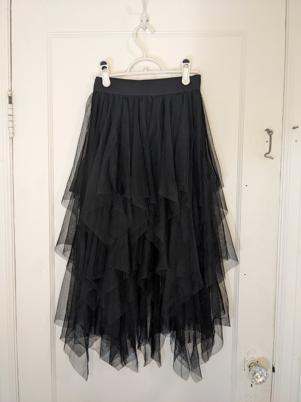 Layered Black Tulle Midi Skirt - Women